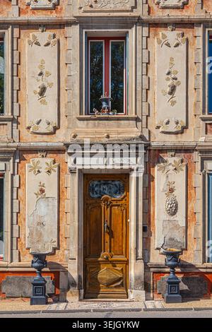 Decorated facade of a house in the town of Fontaine de Vaucluse in Provence France Stock Photo