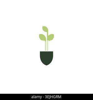 Green plant logo vector design. save earth logo Stock Vector