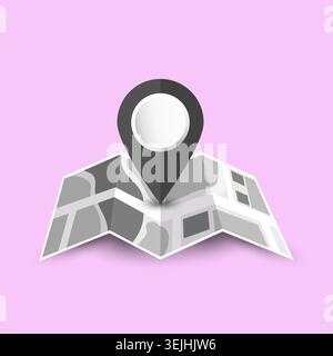 Map pin pointer black and white. Vector design. Stock Vector