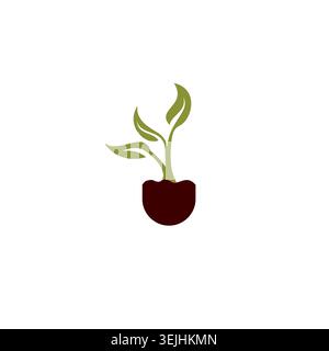 Leaf and pot icon. Potted plant icon trendy design. leaf on pot icon vector. garden logo Stock Vector
