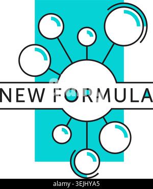 New Formula badge with molecular cell elements - isolated vector label for packaging Stock Vector