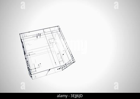 Decorative wire cube illustration for print design, creative layouts, and modern visual branding. Stock Vector