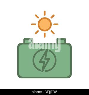 Solar power battery charging icon Stock Vector