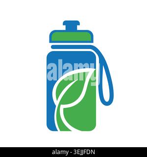 Eco friendly water bottle with leaf icon Stock Vector