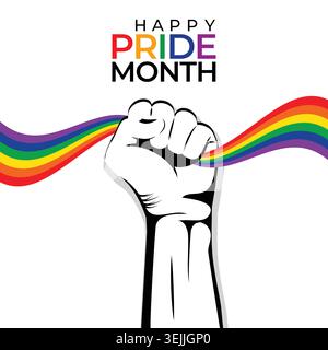 Hand holding Pride rainbow abstract background vector, Pride month pattern for social media, ads, website banner, blog post Stock Vector