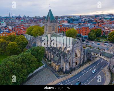 Christ Church Cathedral (Cathedral of the Holy Trinity) at Christchurch Pl in Wood Quay, old city of Dublin, Ireland. Stock Photo