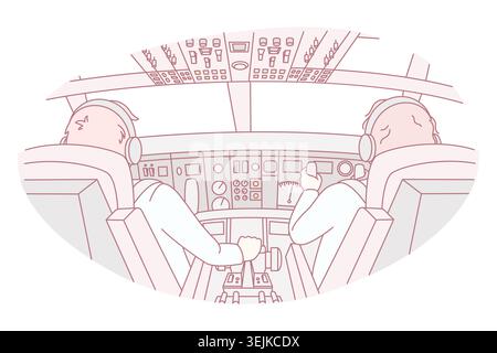 Pilots in airplane cabin Stock Photo