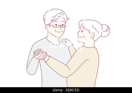Elderly couple dancing together Stock Photo