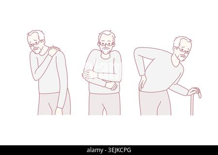 Unwell old grandfather suffer from health problems Stock Photo