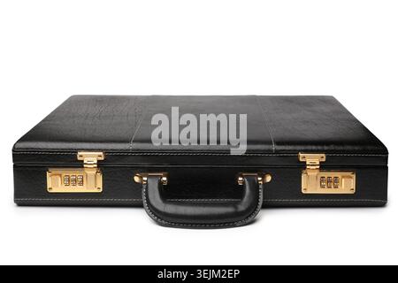Black leather business briefcase Stock Photo
