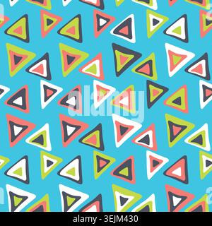 Seamless pattern with triangle decoranive art print. Polygonal rainbow mosaic background. Abstract vector illustration. Triangular graphic Simple Stock Vector