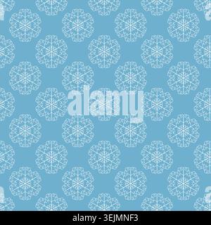 Winter seamless pattern with white snowflakes on blue background. Vector illustration for fabric, textile wallpaper, posters, gift wrapping paper Stock Vector