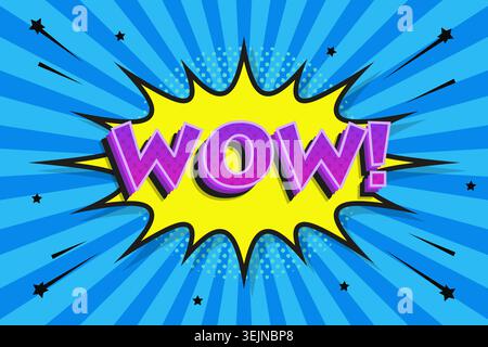 WOW comic book colorful page template. Pop-art style. Vector design. Stock Vector