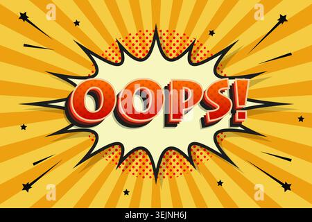 OOPS comic book colorful page template. Pop-art style. Editable text effect. Vector design. Stock Vector
