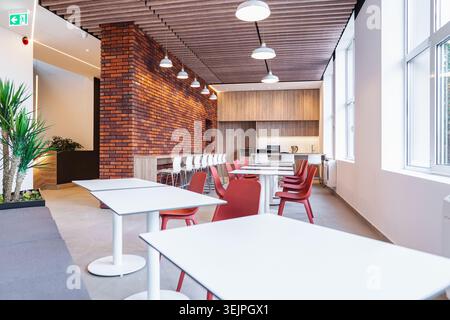 A modern empty canteen in an office building Stock Photo