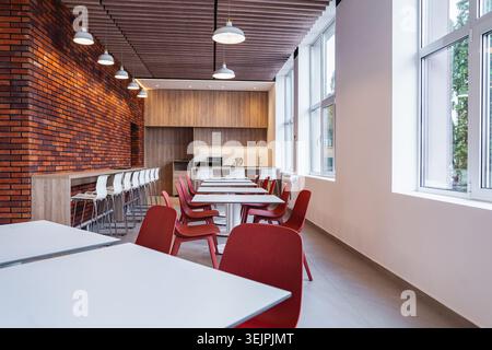 A modern empty canteen in an office building Stock Photo