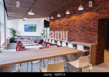 A modern empty canteen in an office building Stock Photo