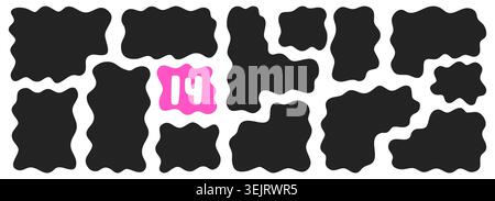 Black and white wavy organic rectangles. Stock Vector
