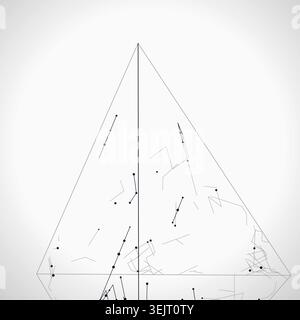 Abstract futuristic pyramid structure rendered as a clean geometric network background Stock Vector