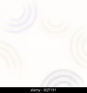 Modern dotted background featuring floating circular ring forms built from clean vector particles Stock Vector