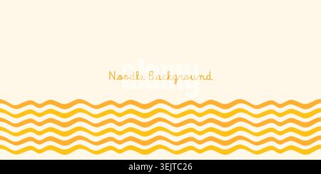 Simple yellow wavy lines background for package design for spaghetti, noodle and pasta food, abstract geometric banner Stock Vector