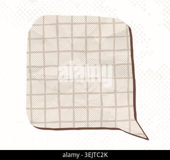 Square crumpled paper vector speech bubble, Grid pattern halftone text box graphic design element for collages and magazine backgrounds Stock Vector