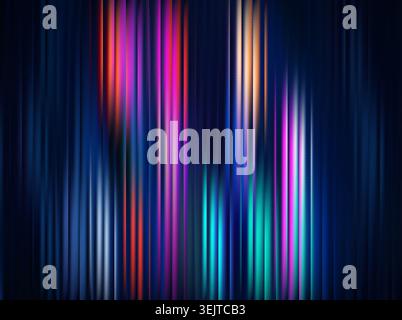 Soft blurred stripes, ribbed glass in vibrant colors against a dark background, creating a smooth and modern abstract design. Perfect for digital inte Stock Photo