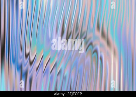 Abstract holographic, iridescent soft pastel background with vertical stripes, ribbed glass texture. Perfect for modern design, web interfaces, or min Stock Photo