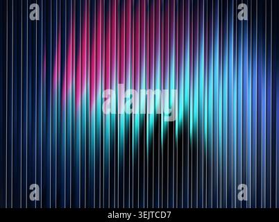 Soft blurred stripes, ribbed glass in vibrant colors against a dark background, creating a smooth and modern abstract design. Perfect for digital inte Stock Photo