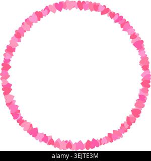 Pink Heart Round Wreath Decorative Frame Vector Illustration for Valentine and Greeting Card Design Stock Vector