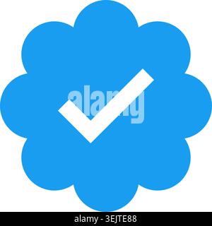 Social media blue checkmark account verification badge icon, isolated vector illustration Stock Vector