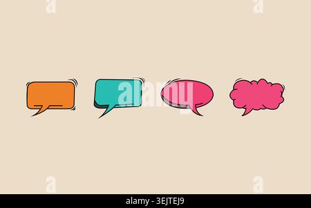 Colorful cartoon speech bubbles on a plain background, design elements for communication. Stock Vector