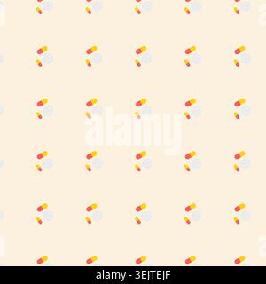 Seamless pattern of pills and virus shapes, medical and healthcare background. Stock Vector