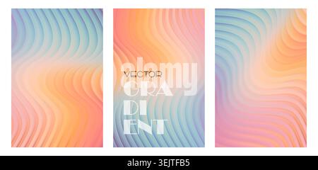 Abstract Vibrant Soft Stripped Glass Fluid Gradient Background. Vector Colorful BG Stock Vector