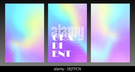 Abstract Vibrant Soft Stripped Glass Fluid Gradient Background. Vector Colorful BG Stock Vector