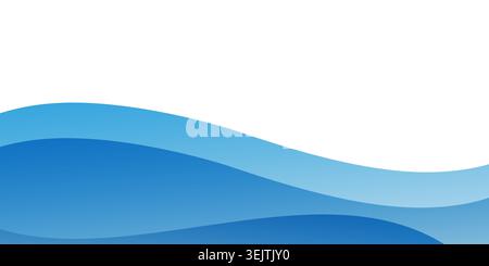 Modern abstract background with translucent blue waves flowing horizontally across the lower half of the image, leaving clean white space above for te Stock Vector