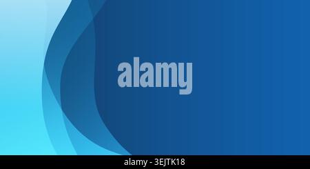 Modern abstract background, design template with translucent blue waves flowing across the left half of the image, leaving clean white space above for Stock Vector