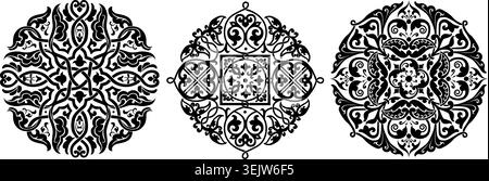 Set of Ethnic ornament patterns. Vector illustration. From collection of ancient russian ornaments Stock Vector