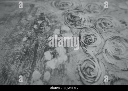 Black and White Abstract Rose Floral Pattern Fabric Texture Stock Photo