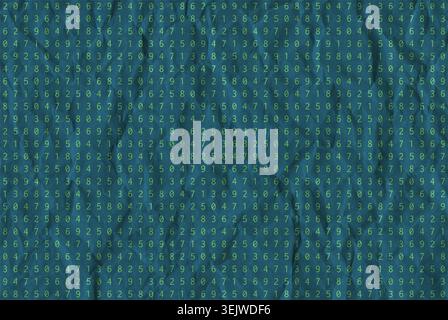 Green numbers on a dark background representing matrix code or computer hacking process Stock Photo