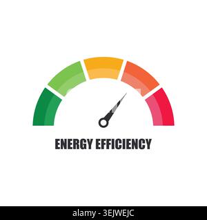 Energy Efficiency Meter Gauge Icon Pointing to Average Level Stock Vector