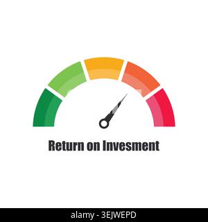 Return on Investment ROI Meter Gauge Icon Pointing to Average Stock Vector