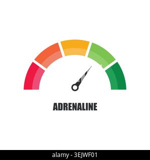 Adrenaline Meter Gauge Icon Pointing to Medium Level Stock Vector