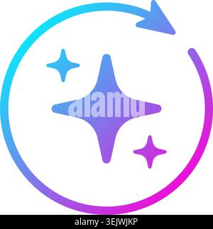 AI star refresh icon. Round regenerate arrow neon purple icon. Digital reset artificial intelligence infographic element. Refresh generate prompt Stock Vector