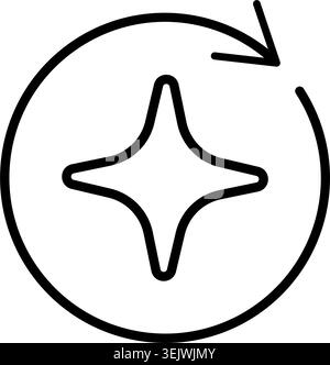 AI star refresh icon. Round regenerate arrow circle line icon. Digital reset artificial intelligence infographic pictogram. Refresh generate prompt Stock Vector