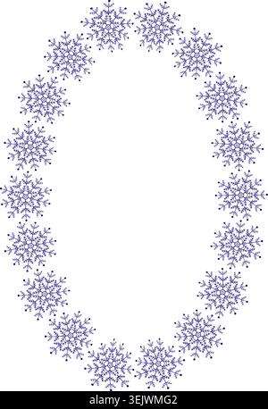 Snowflake xmas frame. Christmas snowflake on white background border with empty space for your text. Baby shower Stock Vector