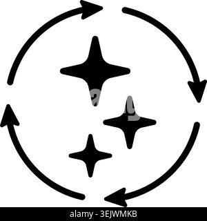 AI star refresh icon. Round regenerate arrow circle line icon. Digital reset artificial intelligence infographic pictogram. Refresh generate prompt Stock Vector