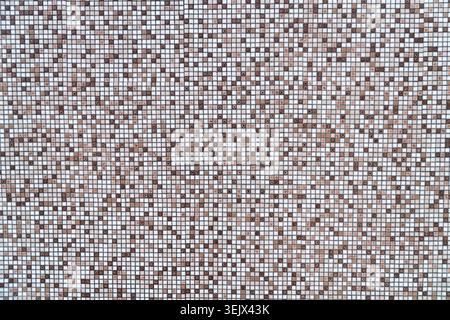 mosaic background with small square tiles in brown and white tones Stock Photo