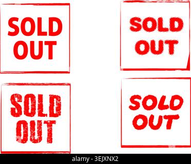 Sold Out stamp set for retail marketing promotions ecommerce product labels and sale campaign use, editable Vector EPS file Stock Vector