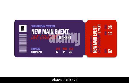 Music, Dance, Live Concert vector ticket templates. Entry ticket to the event.  Stock Vector